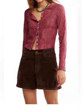 Free People Lace Button-Front Top